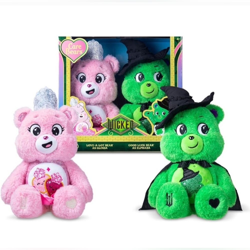 Care Bears Sealed HTF Wicked Plush Set Of 2 NWT Glinda Elphaba